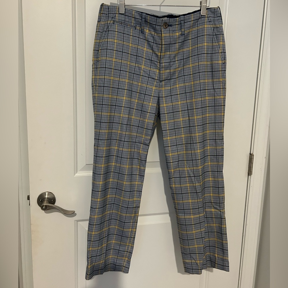 Closed Womens Checkered Pants - Blue and Yellow